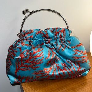 Fornash silk teal and coral mini bag. NWT!